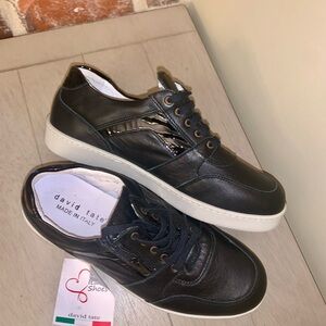 David Tate Women’s Black Leather Sneakers